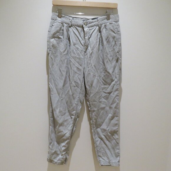 AG ADRIANO GOLDSCHMIED The Evan Relaxed Pleated Trousers Linen Blend Neutral - Picture 2 of 13